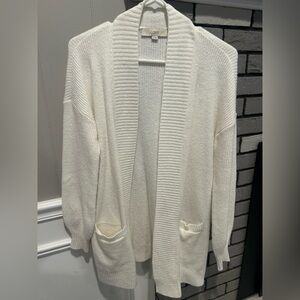 LOFT Cream Open-Front Cardigan